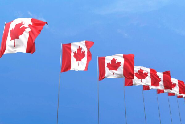 flag canada blue sky background